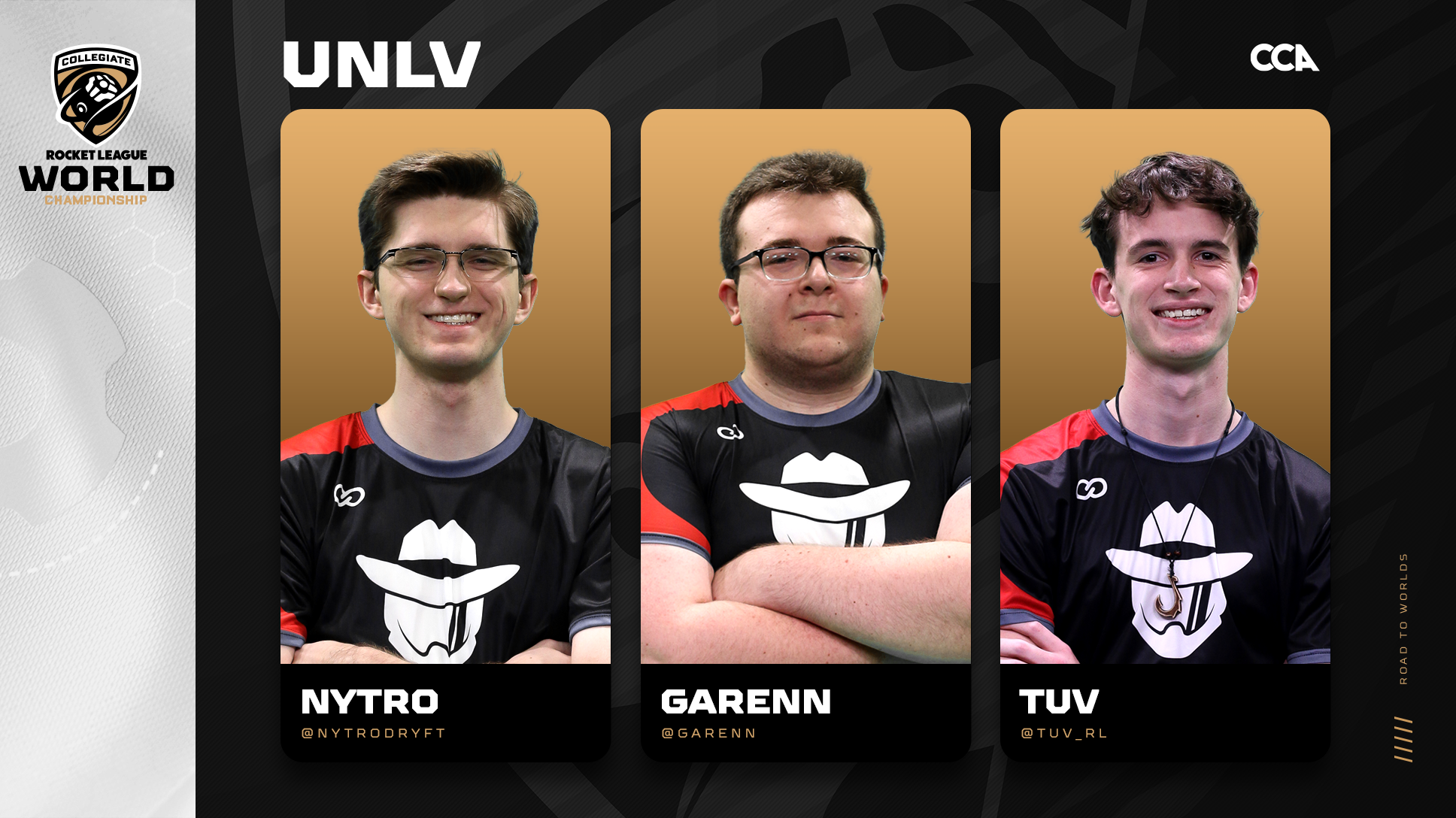 UNLV Road to Worlds header with images of Nytro, Garenn, and Tuv